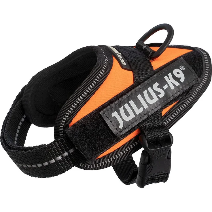 Julius-K9 Hunde-Powergeschirr IDC Powergeschirr UV neon-orange, mit fluoreszierendem Schriftzug und reflektierenden Streifen – Bild 1