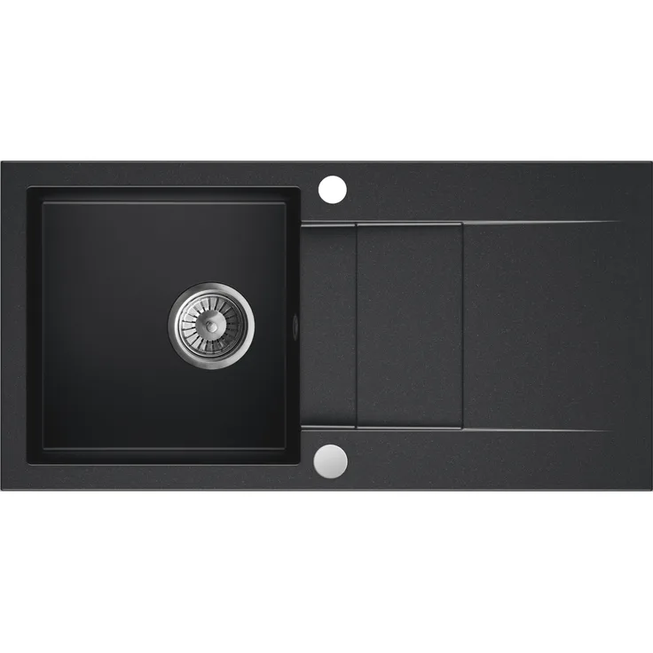Axis Group Granitspüle Cascada 40, Einbauspüle 86 x 43,5 cm, Black Metallic, kratzfest, elegant, mit Abtropffläche und Siphon