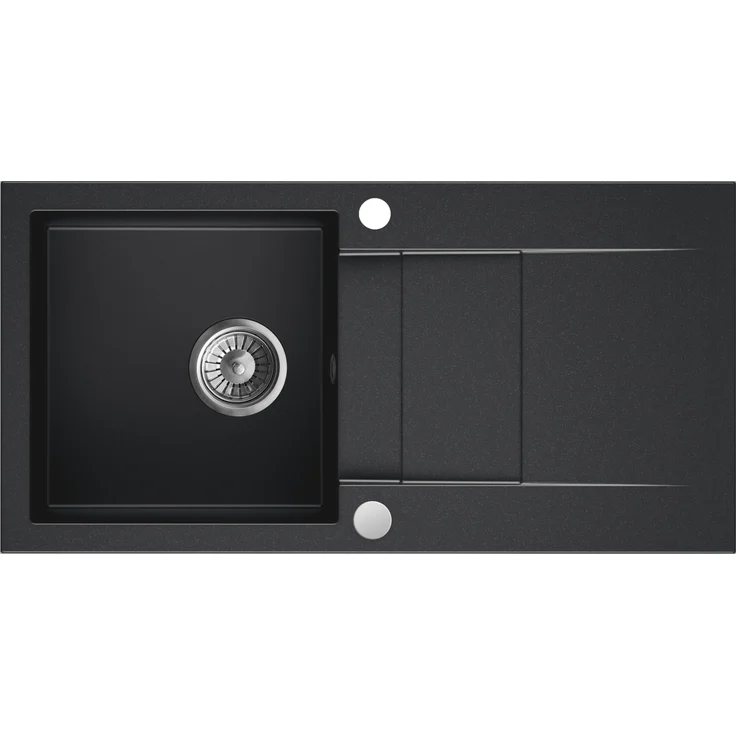 Axis Group Granitspüle Cascada 40, Einbauspüle 86 x 43,5 cm, Black Metallic, kratzfest, elegant, mit Abtropffläche und Siphon
