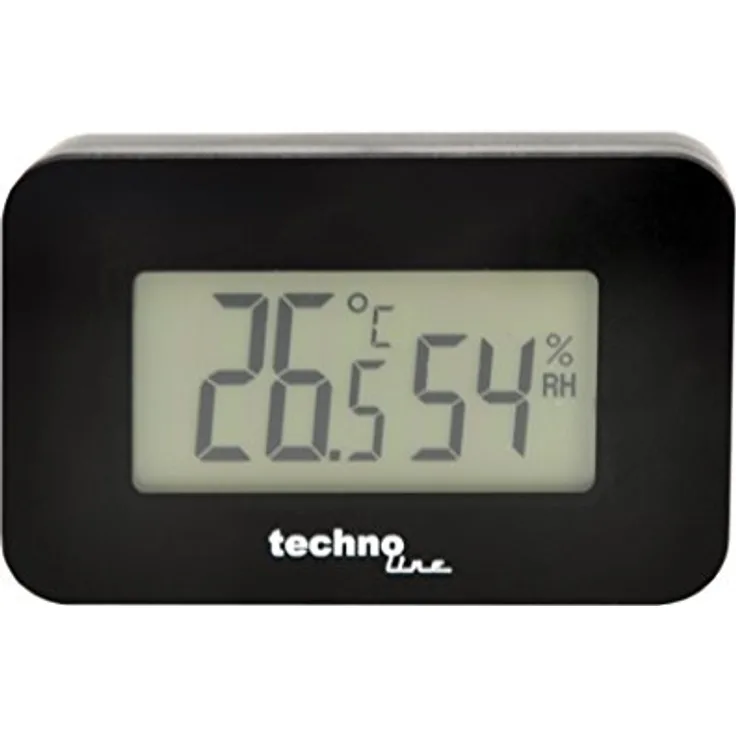 Technoline Thermometer WS 7009 - Auto-Thermometer mit Hintergrundbeleuchtung für den Innenraum, schwarz, Temperaturanzeige, Luftfeuchteanzeige, 52 x 14 x 32 mm