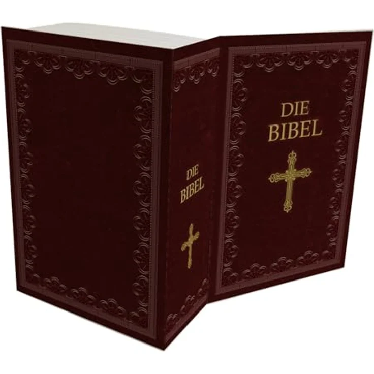 speecheese Buchtresor Bibel Booksafe DIE BIBEL, dunkelroter Einband mit goldenen Ornamenten und magnetischem Verschluss – Bild 2