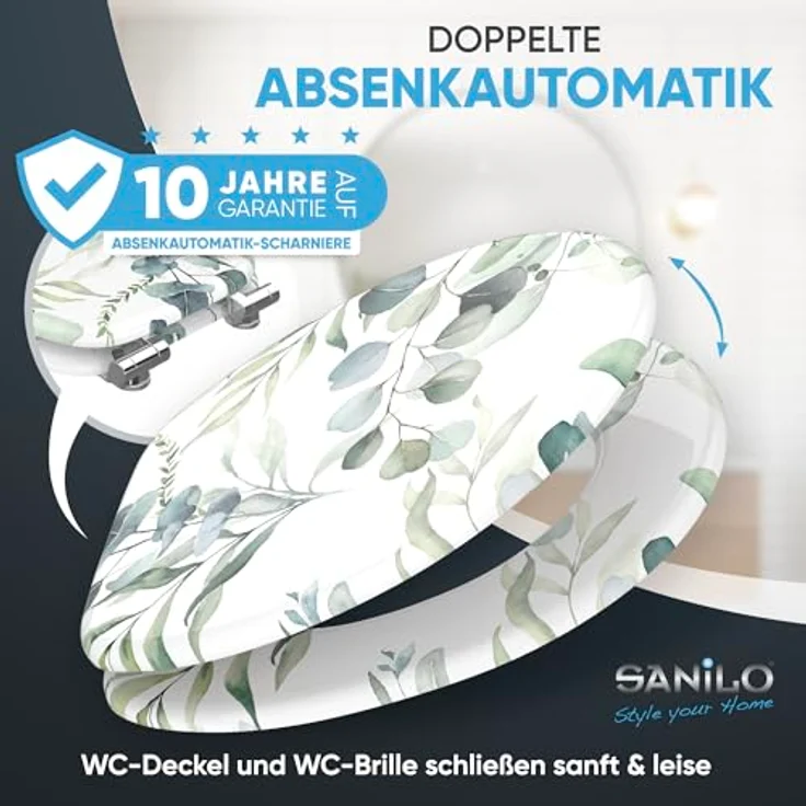 Sanilo WC Sitz Eukalyptus, Toilettendeckel aus Holz mit Absenkautomatik, antibakterieller Beschichtung, 47 x 37,7 cm – Bild 5