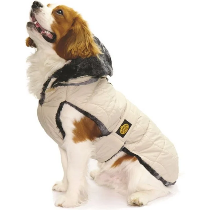 Fashion Dog Hundemantel Steppmantel, beige, 27 cm, kältebeständig und wasserabweisend mit abnehmbarer Kapuze
