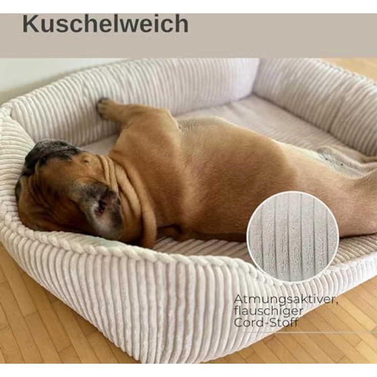 PAW WOW Anton Hundebett | Orthopädisches Hundebett mit Memory Foam | Beige, 80x60cm – Bild 5