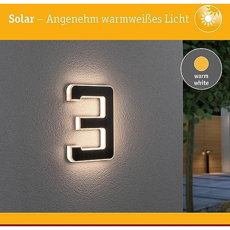 Paulmann Outdoor Solar Hausnummer 3 3000K IP44 Akku wechselbar – Bild 4