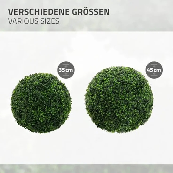 ML-Design 2er Set Künstliche Buchsbaumkugel groß Ø45 cm, UV-beständige Kunstpflanze, Pflegeleichte Deko für Wohnzimmer, Büro & Garten – Bild 5
