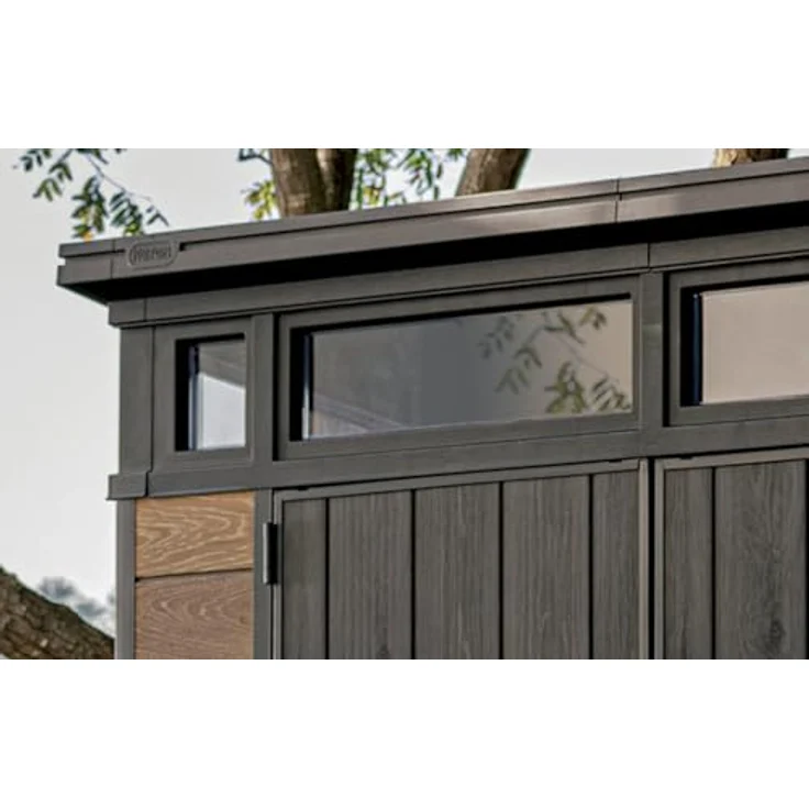 Keter Gartenhaus Keter Kunststoff Gerätehaus Signature Walnuss 7x7, wetterfest und stahlverstärkt, walnussbraun/anthrazit – Bild 3