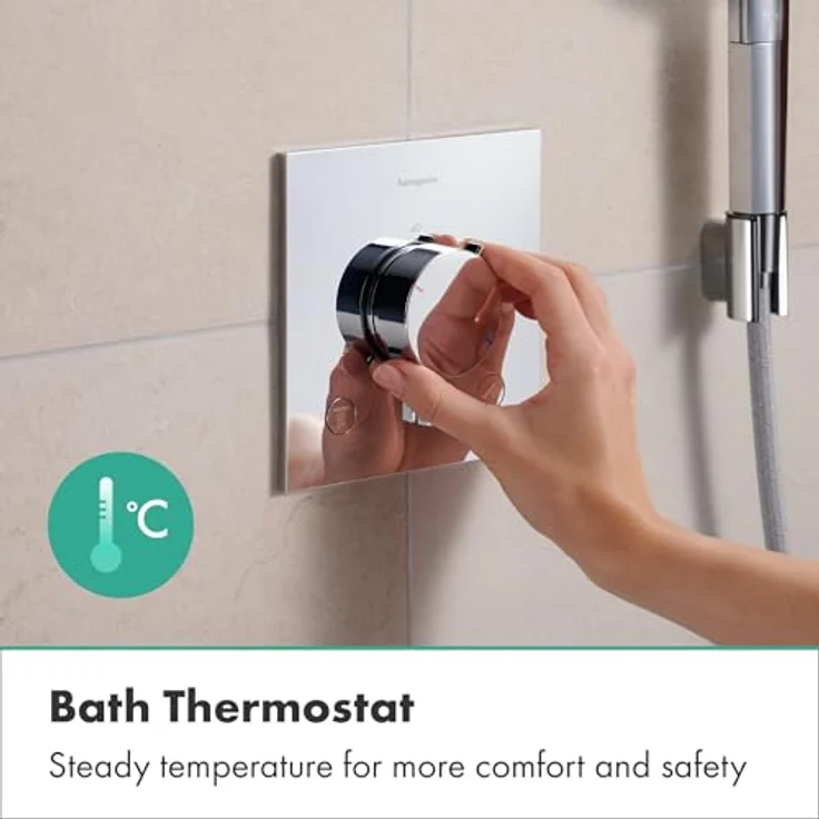 hansgrohe Ecostat Comfort E - Duschthermostat Unterputz mit SafetyStop bei 40°C, 2 Verbraucher, Chrom – Bild 5