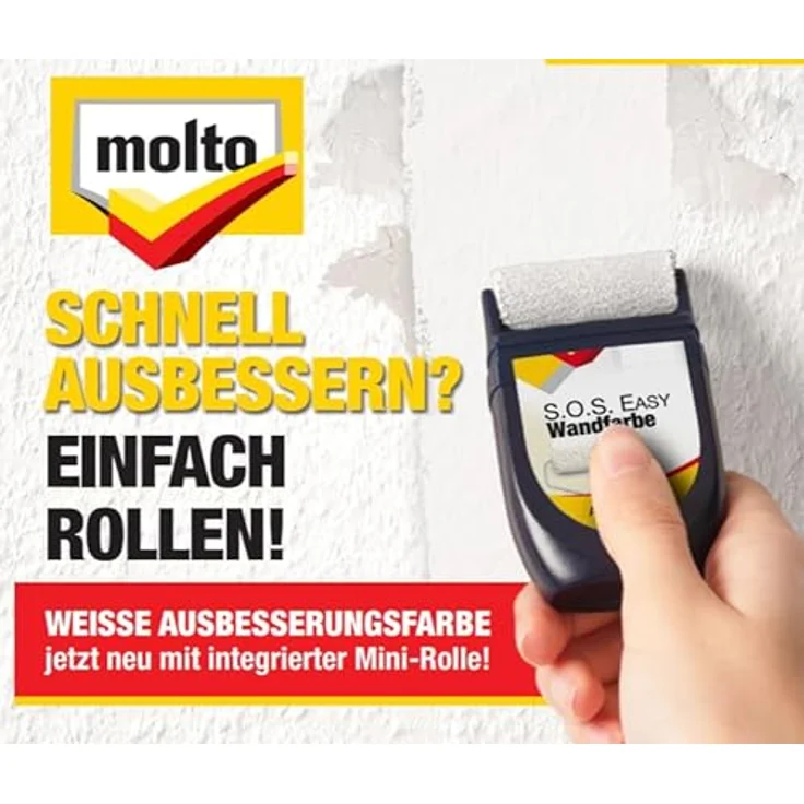MOLTO S.O.S Wandfarbe, 30ml, schnell trocknend mit integrierten Roller für präzise Ausbesserungen – Bild 3