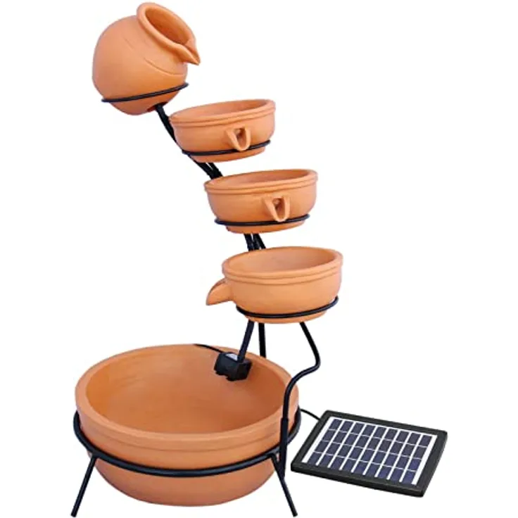 Solar Kaskadenbrunnen mit Akku orange