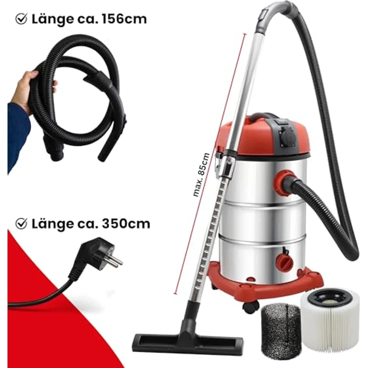 STAHLMANN VAC3300 Industriestaubsauger Nasssauger Trockensauger 30L Tank, 3300W, Blasfunktion – Bild 6