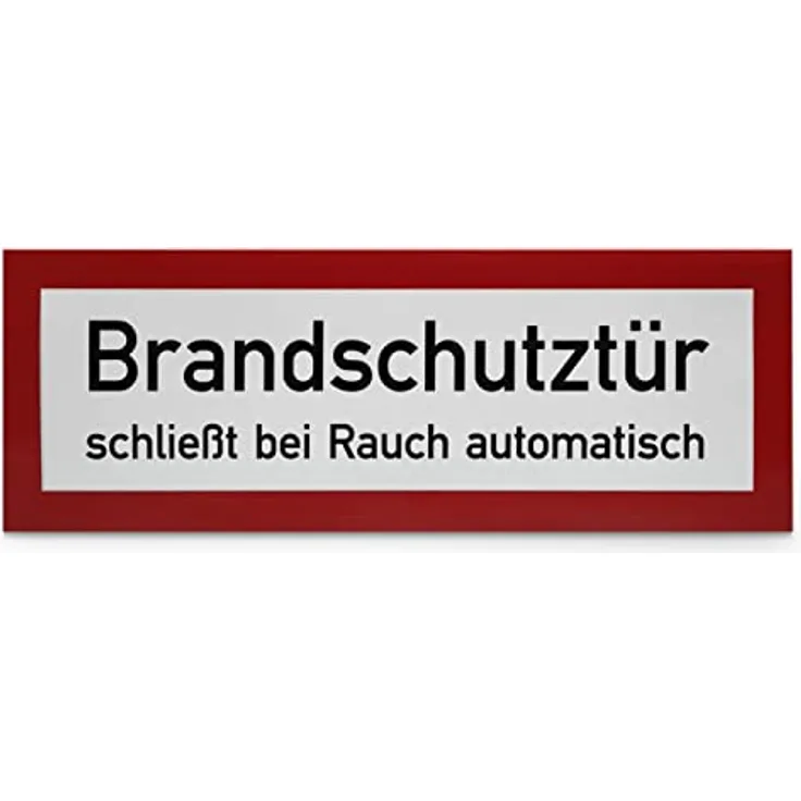 Hinweisschild „Brandschutztür schließt bei Rauch automatisch“ - 29,7 x 10,5 cm - PVC-Folie, selbstklebend - Hinweise für die Feuerwehr - Brandschutz-Erstausstattung nach DIN 4066-D1 - Betriebsausstattung24®