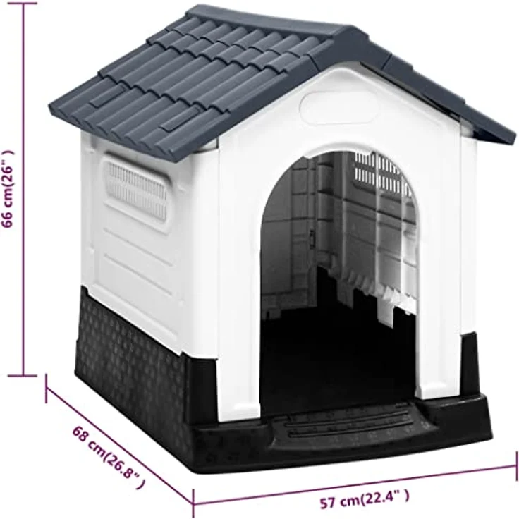 vidaXL Hundehütte Grau 57x68x66 cm Polypropylen – Bild 4