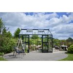 Juliana Gewächshaus 'Jubii 60', 10,9 m² mit 3 mm Sicherheitsglas, schwarz, inklusive Dachfenster und Doppeltür mit Schloss