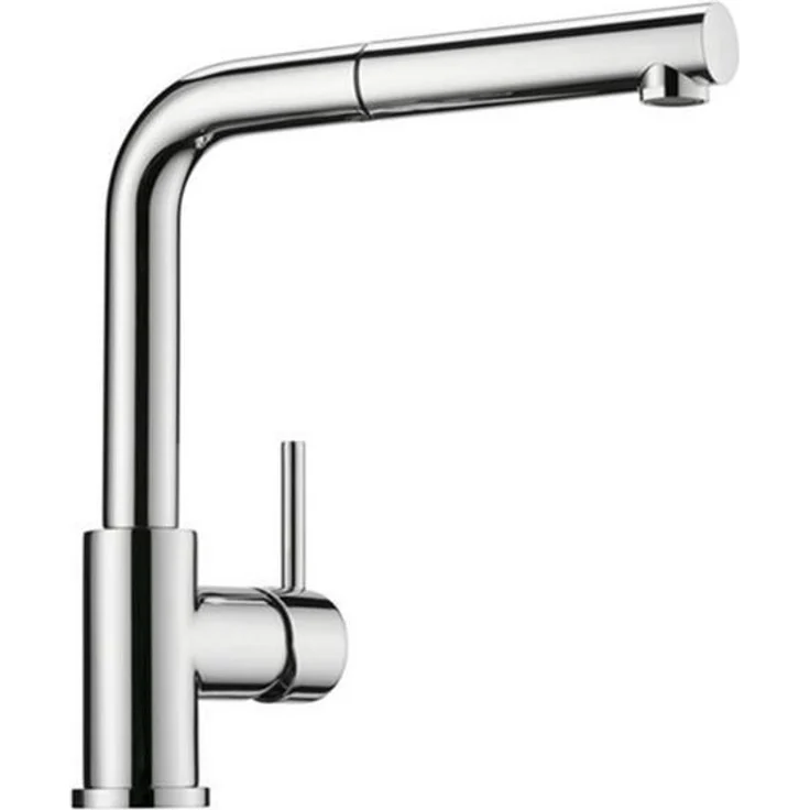 Naber Küchenarmatur LINEA Arco 2, Einhebelmischer mit ausziehbarem Auslauf und metallischer Oberfläche, 180° schwenkbar