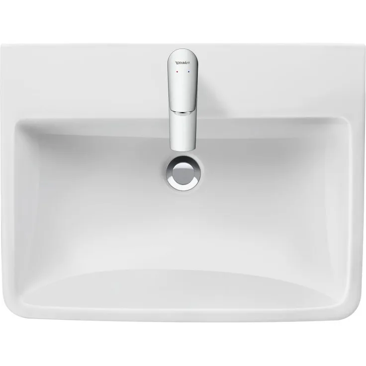 Duravit No.1 Waschtisch 460x650x175mm, Weiß Hochglanz, Rechteckig, 1 Waschplatz/HL mittig, mit Überlauf
