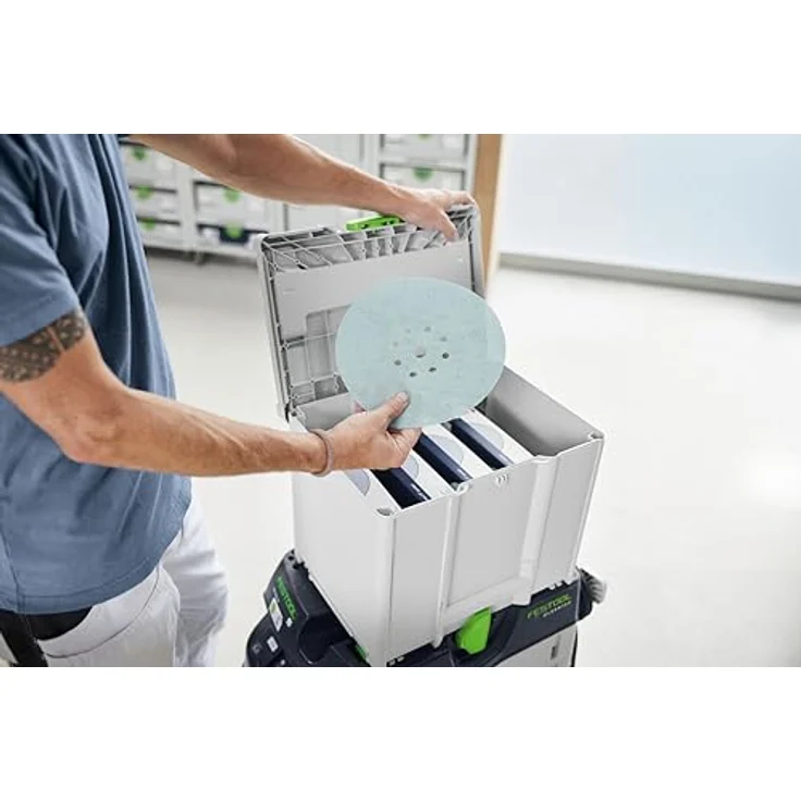 Festool Schleifmittel-Systainer³ Granat Net D225 GR NET SYS, Schleifscheiben für staubfreies Arbeiten mit perfekter Absaugung – Bild 3