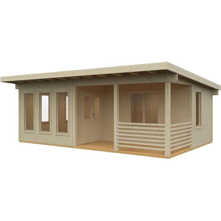 Skanholz Gartenhaus Arnheim, BxT: 720x539 cm, überdachter Eingangsbereich, hochwertiges Fichtenholz, Echtglas Tür und Fenster