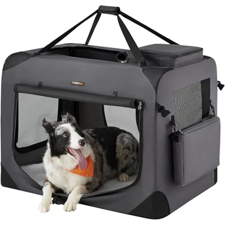 Feandrea Hundebox faltbar, Transportbox Hund, XXL, atmungsaktiv, grau – Bild 1