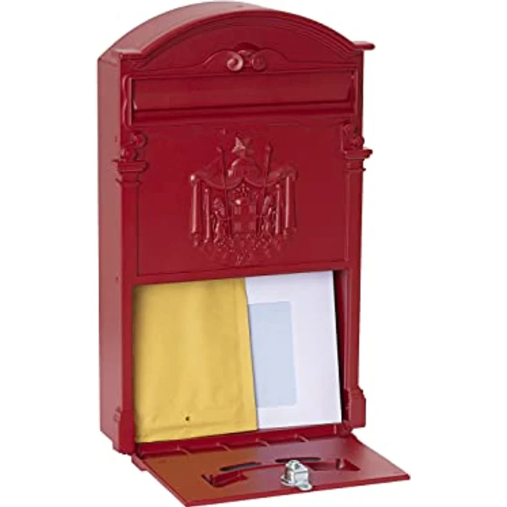ARREGUI Residencia D-2151/R Briefkasten aus Aluminium im klassischen Stil, Größe M (DIN A4), Eleganter und Dekorativer Wandbriefkasten für Draußen mit Namensschild, Einfache Montage, rot – Bild 2