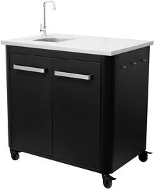 Cozze Outdoor-Küche 90 cm, Spülenschrank mit Edelstahl-Spüle und Wasserhahn