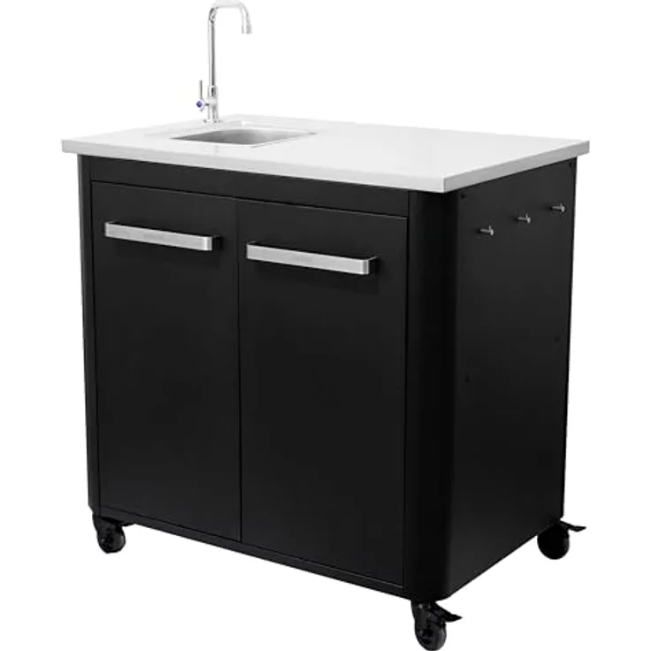 Cozze Outdoor-Küche 90 cm, Spülenschrank mit Edelstahl-Spüle und Wasserhahn