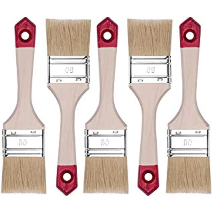 HARDY WORKING TOOLS Flachpinsel-Set 5-teilig, 5 Stück – 50 mm Breite, Malerpinsel Set mit Holzgriff, Lackpinsel Serie *40*, 5PCS, Pinselset A0202-400520