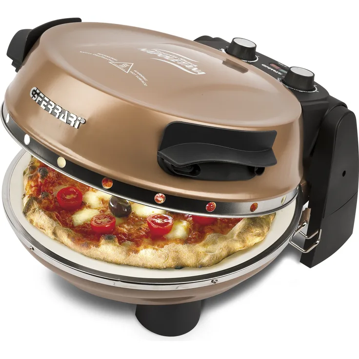 G3Ferrari Pizzaofen G1003208 Napoletana kupfer mit 2. Stein im Deckel, Pizzaschaufel+Rezeptheft - Authentischer Pizzagenuss in nur 5 Minuten