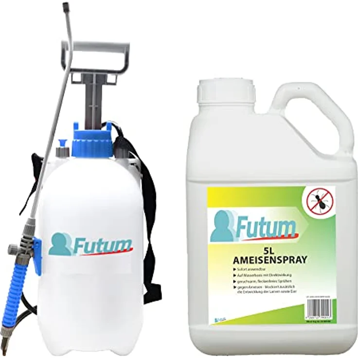 Futum 5L+5L Sprüher Anti Ameisen Spray Hochwirksam gegen Ameisen, Larven und Eier, für Innen- & Außenbereich, Wasserbasis, geruchsarm, fleckenfrei – Bild 1