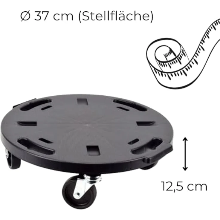 GarPet Transportroller rund Rollbrett Transport Hilfe Möbel Pflanzen Blumen Roller 40, Vielseitig einsetzbar, Witterungsbeständig, Belastbar bis 275 kg, Kunststoff reines Polypropylen (PP), TÜV Süd geprüft – Bild 2