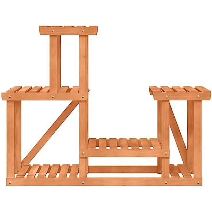 vidaXL Blumenständer, Pflanzständer 90x25x73,5 cm Massivholz Tanne, Retro-Design, Wandhalterung enthalten – Bild 6