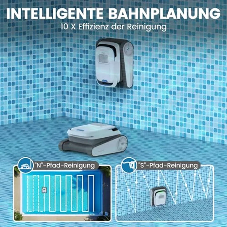 FM SOLAR Pool-Royal Akku-Poolreinigungs-Roboter PC10, kabelloser Poolsauger mit 5000mAh Akku, für Pools bis 100 m², intelligente Navigation und 4L Auffangbehälter – Bild 6