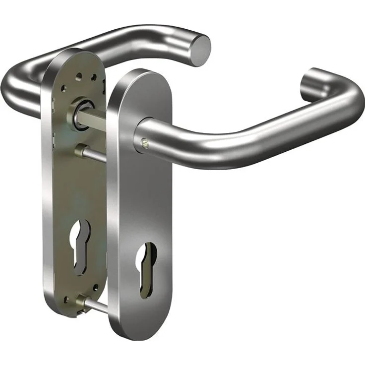 Ogro Kurzschildgarnitur CORE 8100, Türgriff + Türbeschlag, Aluminium, abgerundet, für Türstärken 38-63 mm, DIN 1906 Klasse 4