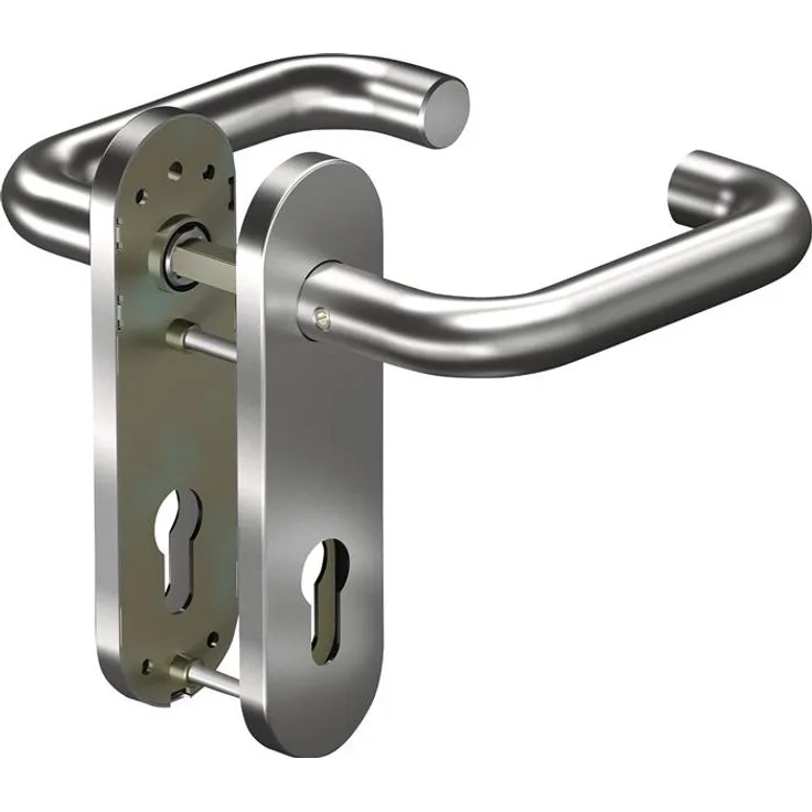 Ogro Feuerschutzgarnitur CORE+88100/7051K, Edelstahl Türgriff + Türgarnitur für Türstärken 38-63 mm, DIN links, EN 179 zertifiziert