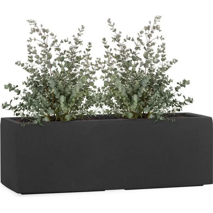 Pflanzwerk® Pflanzkübel TUB, Frostbeständiger Fenstertopf in Anthrazit, Handgefertigt, Rechteckig mit Lotus-Effekt, Fiberglas, 15 Liter