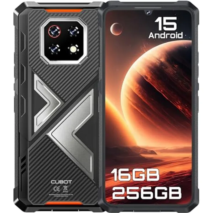 CUBOT Kingkong ES 3 – 4G Smartphone, 6,74" HD+ 90Hz, 16GB RAM (6GB+10GB erweitert), 256GB ROM, 48MP Kamera, 10200mAh Akku, Android 15, Schwarz