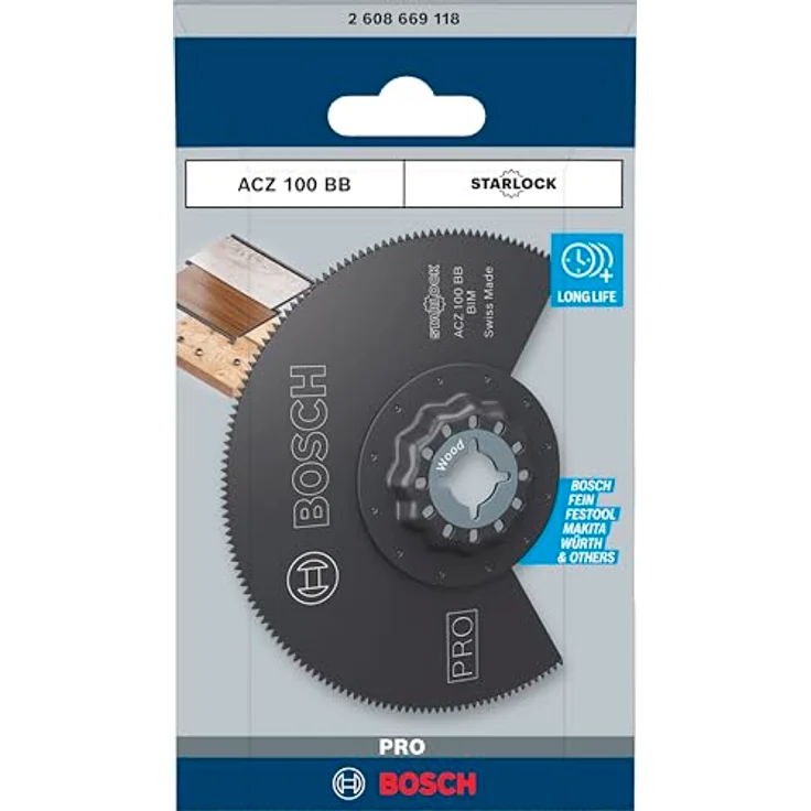 Bosch 1x PRO Multi Material ACZ 100 BB Blatt für Multifunktionswerkzeuge, für Kompaktlaminat-Vinyl, PVC, Holz mit Nägeln, Ø 100 mm, Professional Zubehör Multifunktionswerkzeug – Bild 2