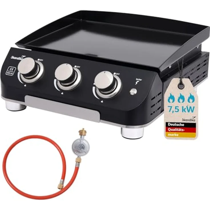 Skandika Gasplancha Palo, Gasplancha Grillplatte mit 3 Brennern, Abtropfschale, transportabler Gasgrill für Outdoor, Camping und Balkon (ohne Deckel) – Bild 1