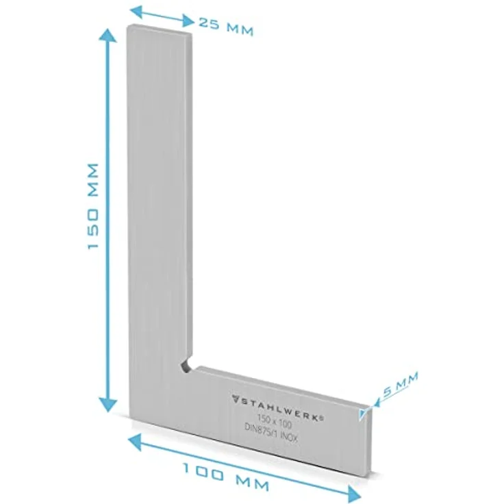 Stahlwerk Flachwinkel 90° Set 6-teilig DIN 875/1, rostfreier Edelstahl, präzise Messung, für Stahl- und Metallbau – Bild 8