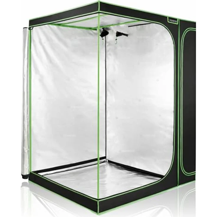 HIGHWERK Growzelt "MyHomeGrow" 160 x 120 x 205 cm, 2-Kammer Zuchtzelt, lichtundurchlässig mit hochreflektierender Innenbeschichtung, schwarz-grün – Bild 6