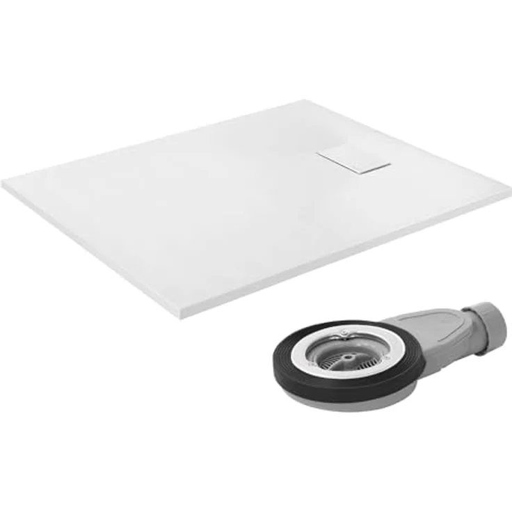 LuxeBath Duschwanne 120x90 cm Weiß, rutschfest mit Ablaufgarnitur aus SMC, Höhe 3 cm – Bild 1