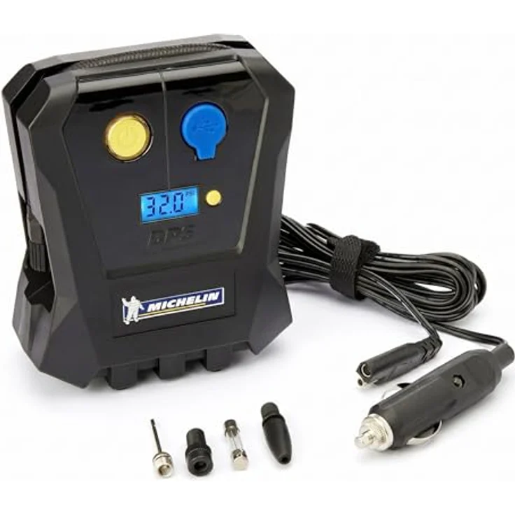 MICHELIN 12V Luftkompressor Micro, Programmierbare digitale Reifenpumpe mit präzisem LED-Display und USB-Anschluss, ideal für Auto, SUV und Fahrrad – Bild 1