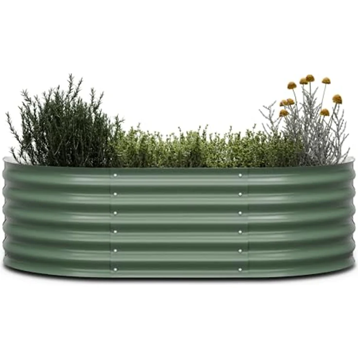 blumfeldt High Grow Extended Hochbeet - Ergonomisches 300-l-Hochbeet aus Rostfreiem Galvalume-Stahl, 150 x 60 x 43 cm, Halbrundes Design für Garten und Terrasse, Rückenschonend und Wetterfest – Bild 1