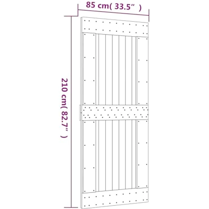 vidaXL Schiebetür Natürlich und Weiß, 85 x 210 cm, Massivkiefer mit pulverbeschichteten Stahlelementen, modernes Design und praktisches Schiebesystem – Bild 3