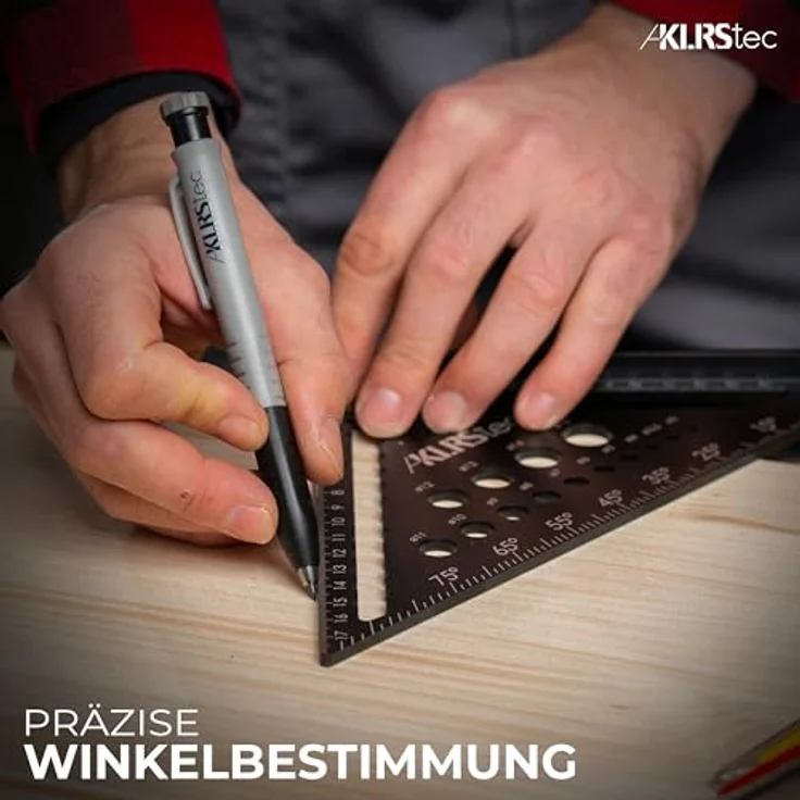 KLRS KLRStec Professional Zimmermannswinkel Set – Multifunktionswinkel inkl. Tieflochmarker, Metall Messwinkel Werkzeug-Set in Grau – Bild 5