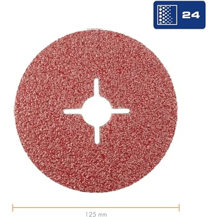 RHODIUS KFS Fiberscheibe 125 mm K24, 25 Stück, für Winkelschleifer, hohe Zerspanungsleistung, Aluminiumoxid, max. 12.250 U/min – Bild 4