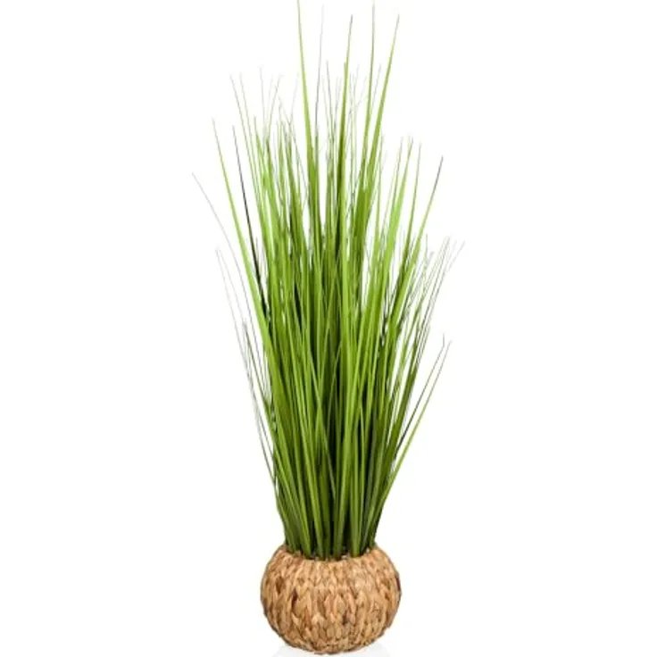 hjh OFFICE Kunstpflanze im Korb 112cm CORTADERIA Pampasgras, Künstliche Deko Pflanze Boho, Naturstroh-Korb