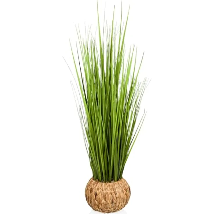 hjh OFFICE Kunstpflanze im Korb 112cm CORTADERIA Pampasgras, Künstliche Deko Pflanze Boho, Naturstroh-Korb – Bild 1