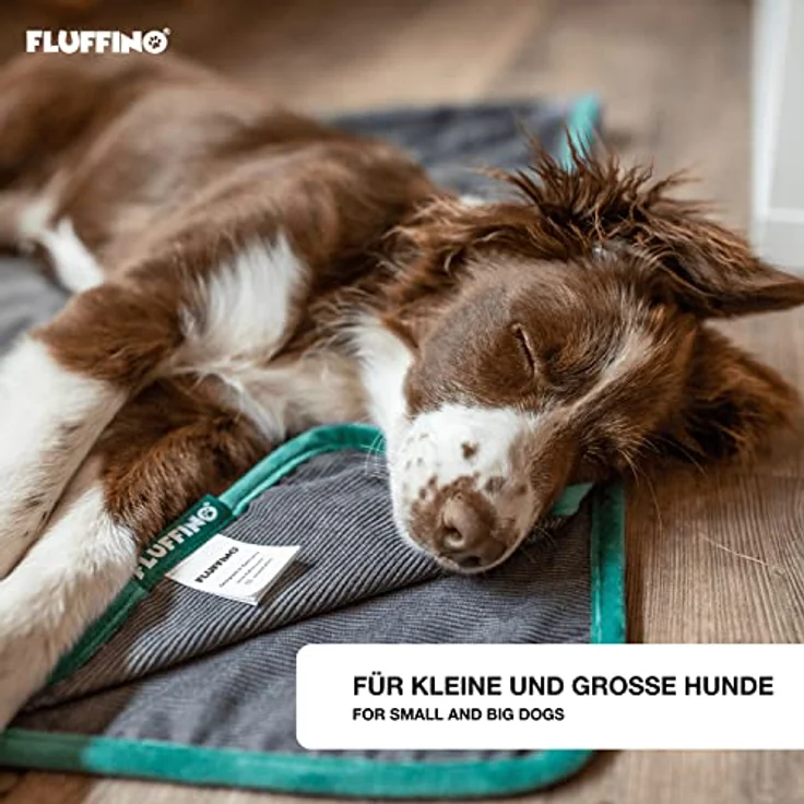 FLUFFINO® Hundedecke/Wendedecke - Hochwertig, flauschig weiche & robuste Oberseite (150x100 cm, 40°C waschbar, Grau) Kuscheldecke/Liegedecke für große und kleine Hunde - Sofadecke – Bild 4