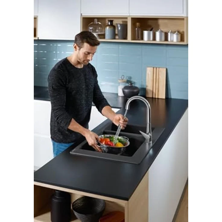 Hansgrohe Talis M51 Küchenmischer 160 2jet, Edelstahl Finish mit Ausziehbrause und sBox, schwenkbar 110°/150° – Bild 5